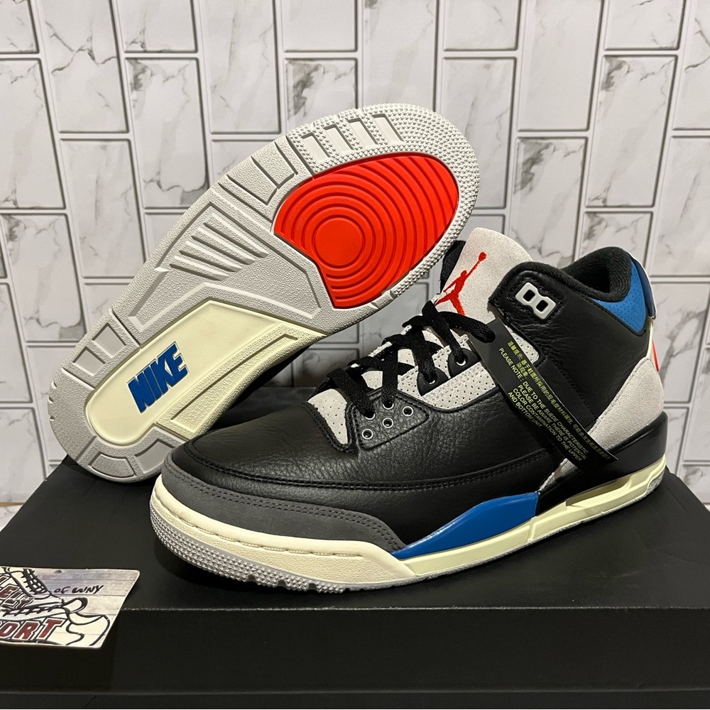 New Nike Air Jordan 3 Retro OG Rare Air Black Blue Red Basketball Shoes Mens